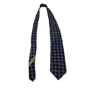 Valentino Cravatte Silk Blue & Gold Printed‎ Tie